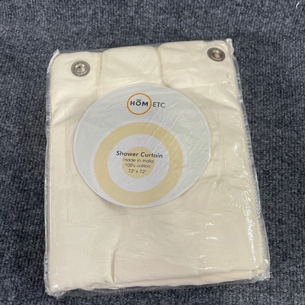 *NWT HOM ETC Beige 100% Cotton Shower Curtain - Picture 1 of 7